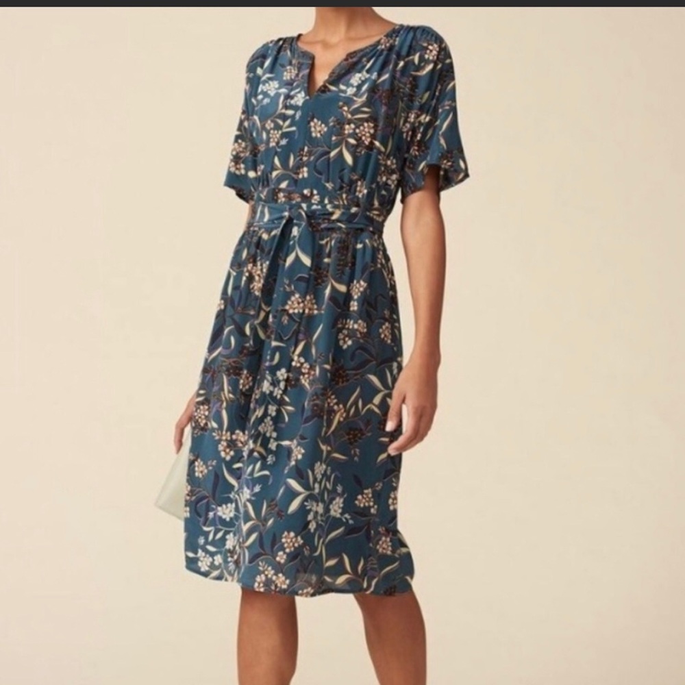 Amour Vert Tamar Silk Floral Dress Medium